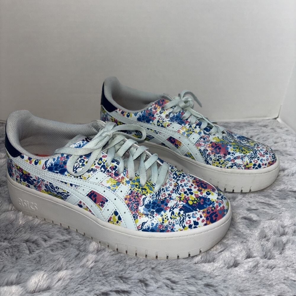 Asics Women's JAPAN S PF Ortholite Sportstyle Floral Platform Sneaker SZ 9.5